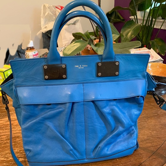 Rag Bone Large Pilot Bag- Blue Leather